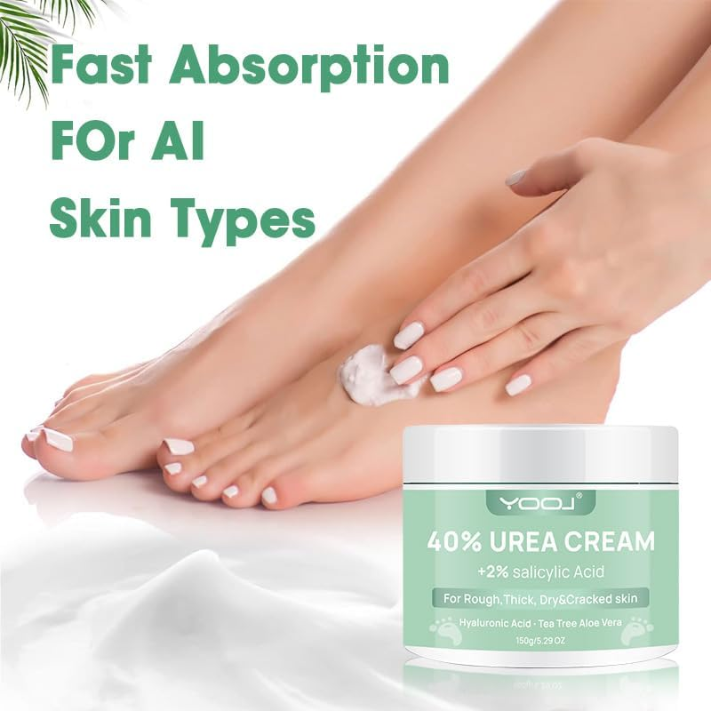 Urea Cream 40% plus Salicylic Acid 2%, Foot Cream for Dry Cracked Heels Feet Knees Elbows Hands, Foot Dead Skin Cuticle Callus Remover Toenail Softener, Keratolytic Skin Barrier Repair image number 6