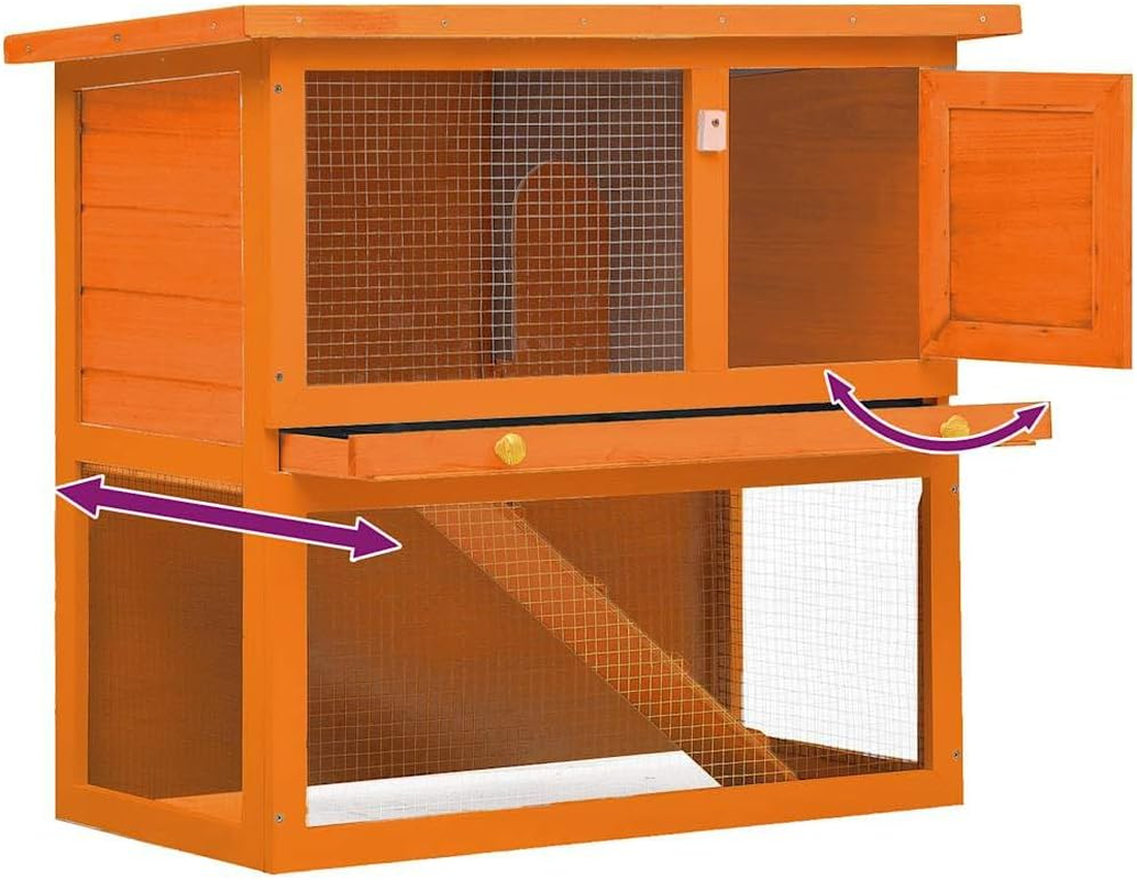 Outdoor Rabbit Hutch Small Animal House Pet Cage 1 Door Wood Bunny Shelter Enclosure image number 2