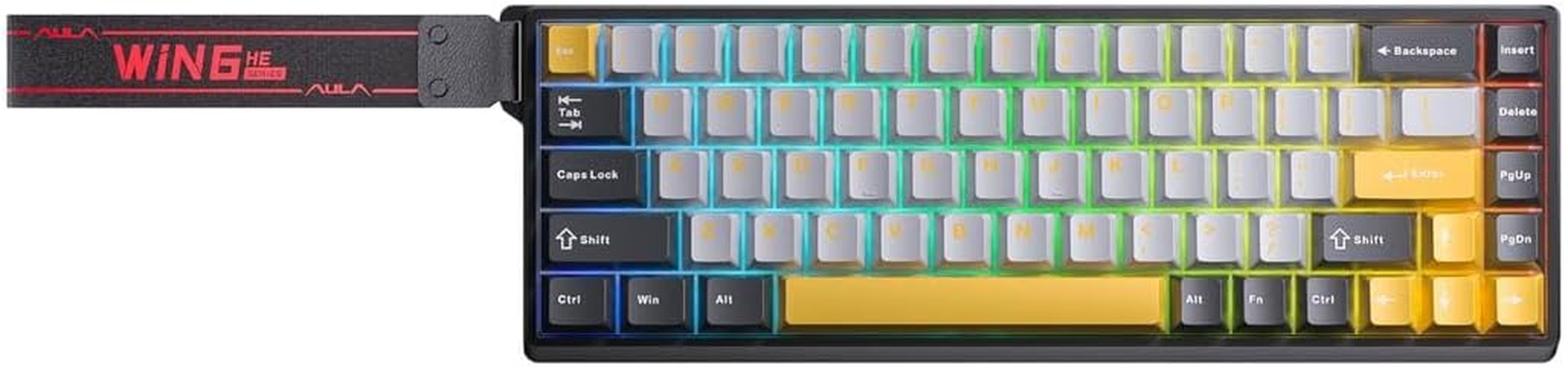 AULA WIN68HE 65% Hall Effect Magnetic Switch Keyboard, Ultra-Fast Wingchun or Graywood Switches, 8K Polling Rate, RGB Backlight, Beast Mode for Unmatched Speed and Precision (Black+Red)