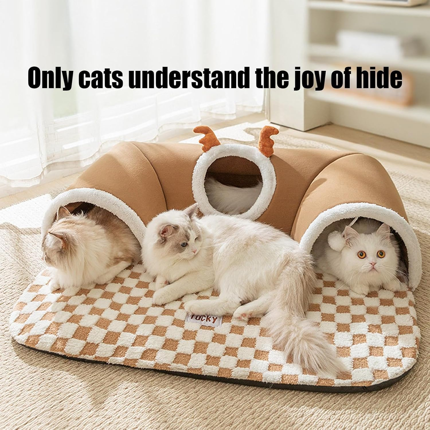 Yjkedfh Cat Tunnel Bed,Cat Play Tunnel - Warm Shelter Tent House Toys for Dog Pet Animal Indoor Outdoor Wall-Corner Games Outside image number 1