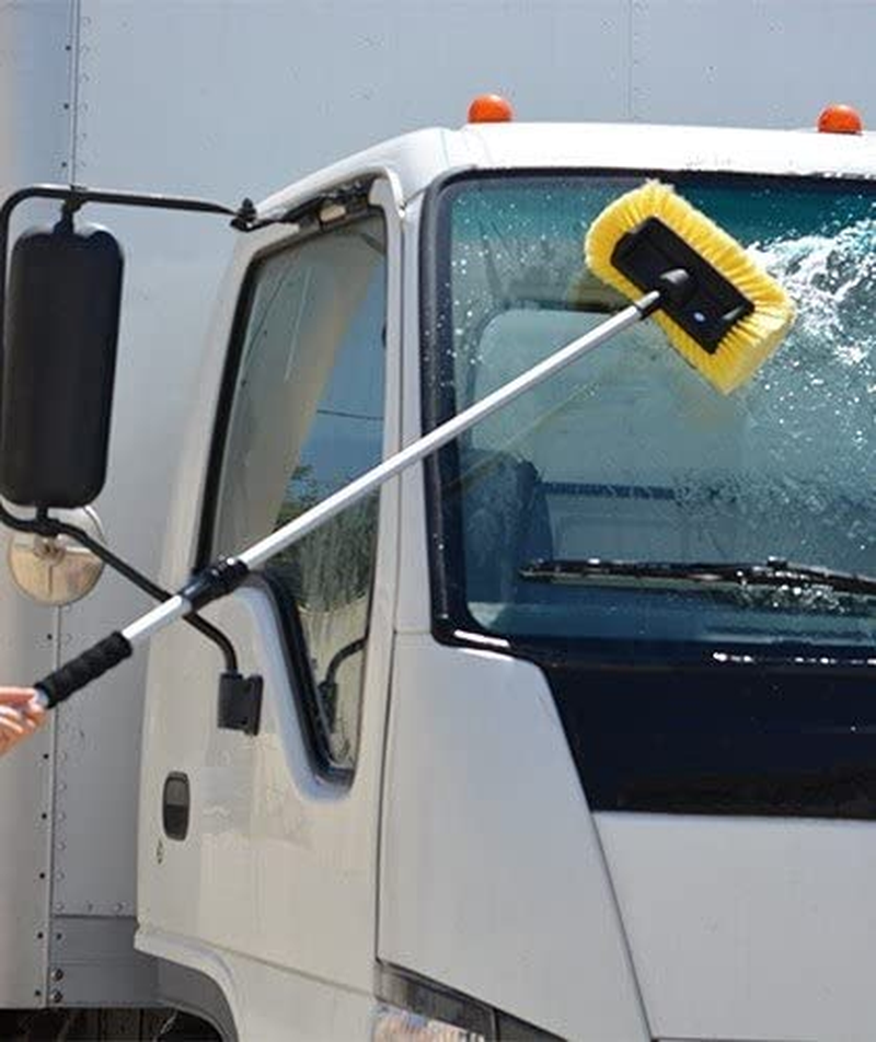 CARCAREZ 10" Car Wash Brush with Soft Bristle for Auto RV Truck Boat Camper Exterior Washing Cleaning, Yellow image number 6