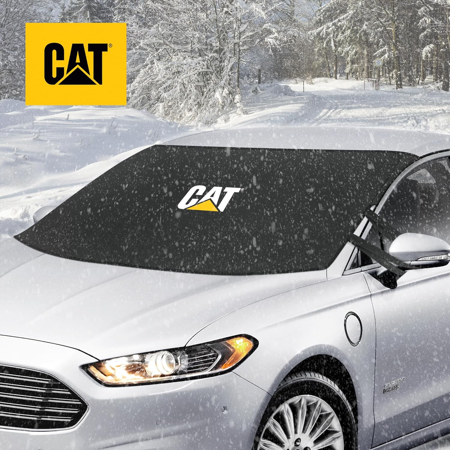 CAT Windshield Snow Cover, Toughest Car Frost Protector for Ice & Sleet, Weatherproof for Winter, Includes Magnetic Anti-Theft, Freeze Protector for Auto Car Truck Van SUV, Wide Size 78"X45" Inch - Black image number 2