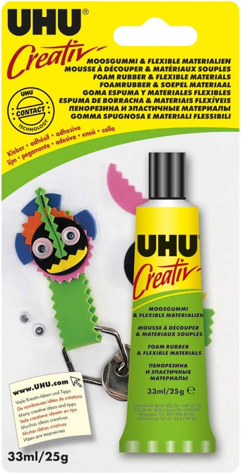 UHU Water-Resistant Creativ' Foam Rubber and Flexible Materials Glue 33Ml &ndash; Card of 1, (33-47195) image number 6