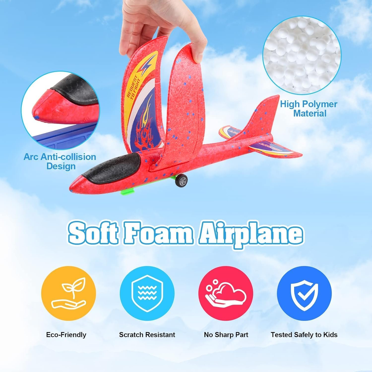 Airplane Toys with Launcher 3 Pack，Igugig Foam Plane Toys Include 3 Sets Fun Outdoor Toys Shooting Game, Birthday Gift Toys for 3 4 5 6 7 8 Years Old Boys Girls