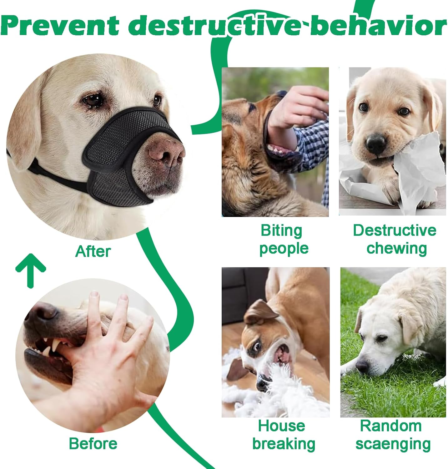 Hrenvaxil Muzzle, Anti-Bark Dog Muzzle, Adjustable Comfortable Breathable Mesh Muzzle for Small and Medium Dogs, Secure Fit for Safe Breathing and Drinking (Black) image number 4