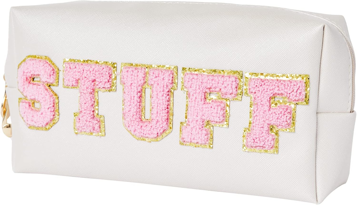 Preppy Patch Stuff Portable Makeup Bag Bulk Pu Leather Cosmetic Bag Waterproof Travel Organizer Zipper Pouch Storage Purse for Women Girls Gift, Hzb-Js-Stuff-1, ZJ2463, Burskit Preppy Patch - Hzb-Js-Skin-1 image number 6