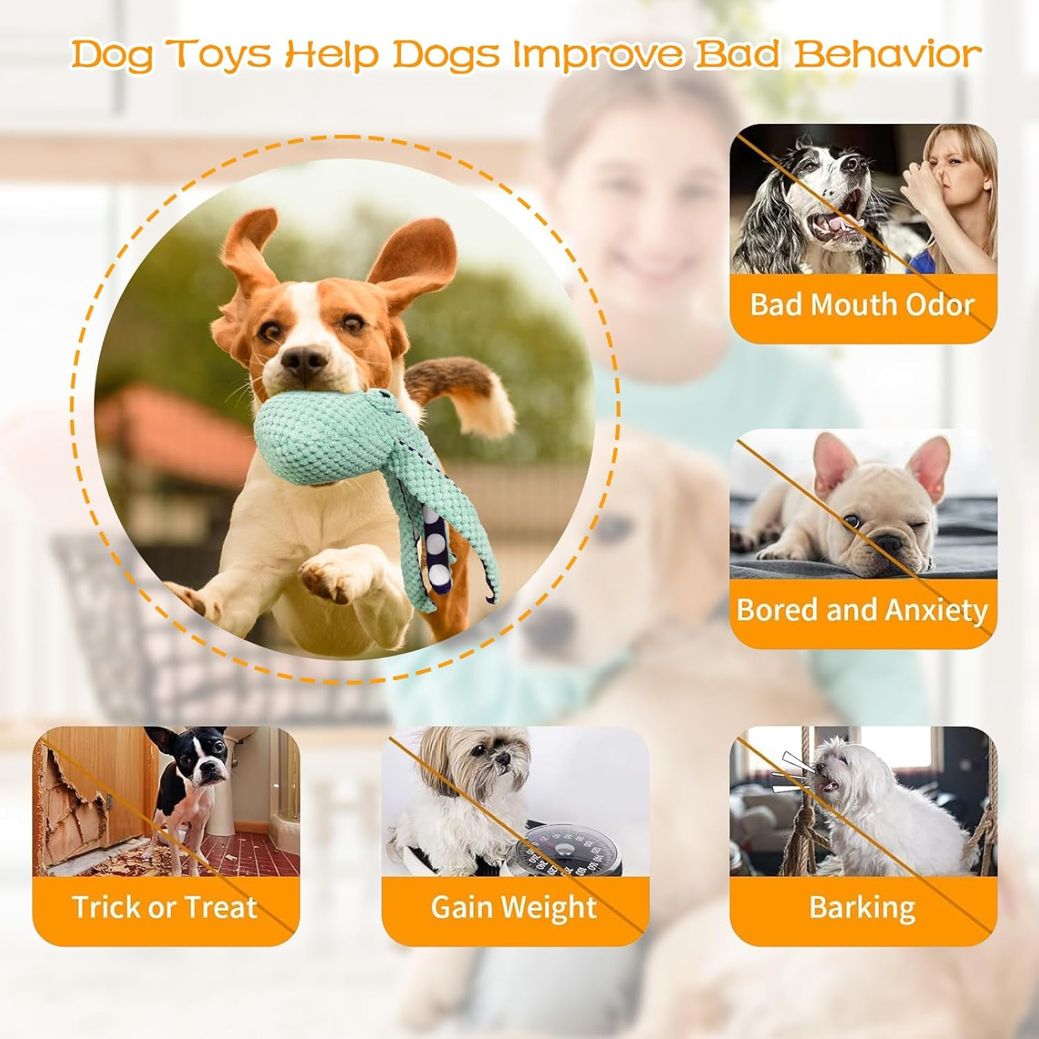 Dog Toy Soft Large, Lnteractive Plush Chew Pet Toy with Built-In Squeaker & Crinkle Sound, Puppy Enrichment Toys for Small, Medium and Large Dogs, Everyday Play, Training Rewards and Pet Gifts