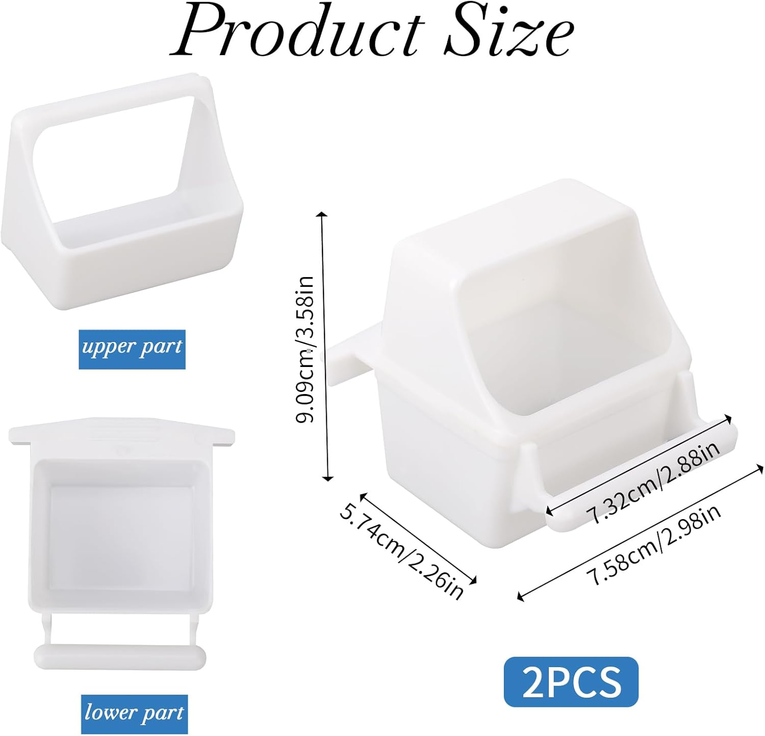 2 Pcs Small Bird Slot Feeder Bird Feeders for Cage No Mess Hanging Food Feeder Cup for Cage Plastic Food and Water Dispenser Bowl Cage Cups Slot Replacement Feeder Bowls image number 2