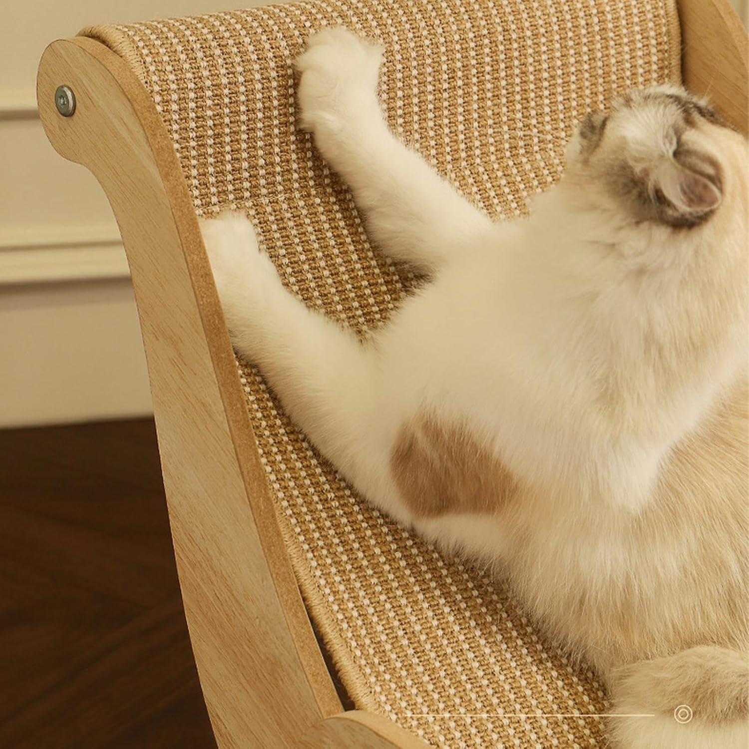 Cat Scratcher Lounge Bed, Kitten Recliner Sofa,Wooden Scratch Pad, Natural Sisal Cat Scratch Mats, Cozy Pet Chair (53X32X31 Cm) for Play & Rest (Sisal Bed) image number 4