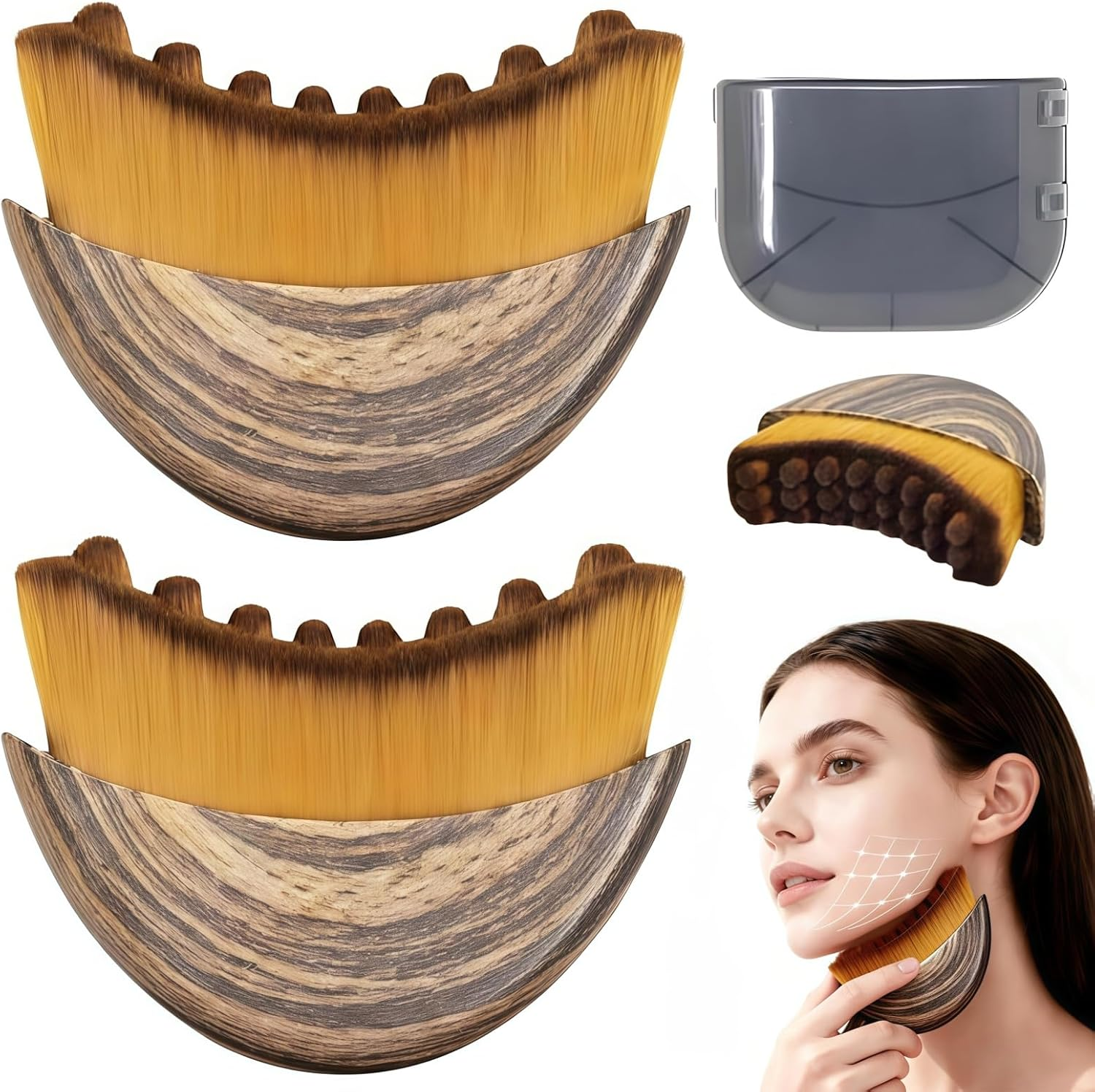 2 Pack Lymphatic Contour Face Brush,New Upgrades Lymphatic Drainage Face Brush,Ergonomic Facial Massager for Contouring, Anti-Puffiness & Skin Tightening, Gentle for All Skin Types image number 2