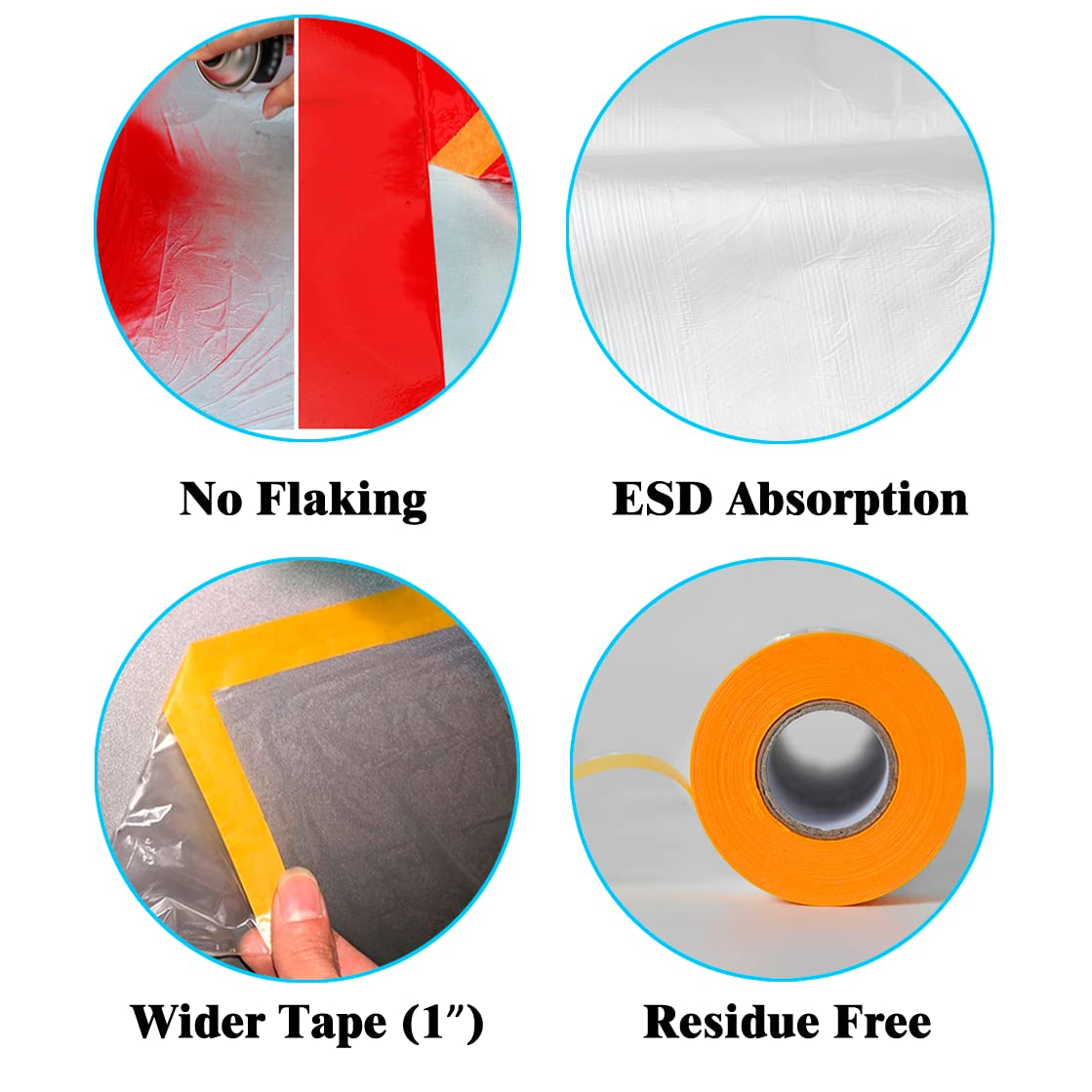LLPT Tape and Drape Pre-Taped Masking Film 106.3&rdquo;(Unfolded) X 66 Ft Each 2 Pack General Painters Plastic Drop Cloth for Auto Wall Furniture Painting Spraying from Dust Contamination (MFT2702) image number 3