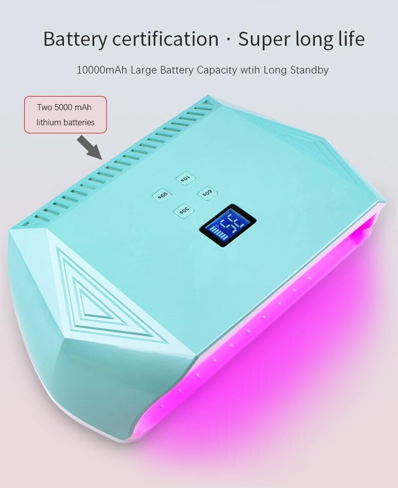 128W Rechargeable UV Led Nail Lamp, Professional Cordless Nail Dryer UV Light Nail Lamp for Gel Nails with Automatic Sensor/4 Timer Setting