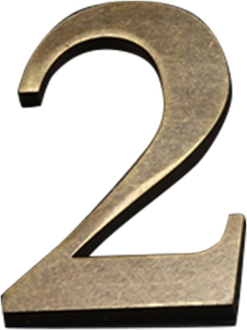 Zayookey Metal House Number Antique 4 Inches (10 Cm) Modern Self-Adhesive Door Numbers House Address Numbers Plaque Street Metal House Number (Door Number 2)