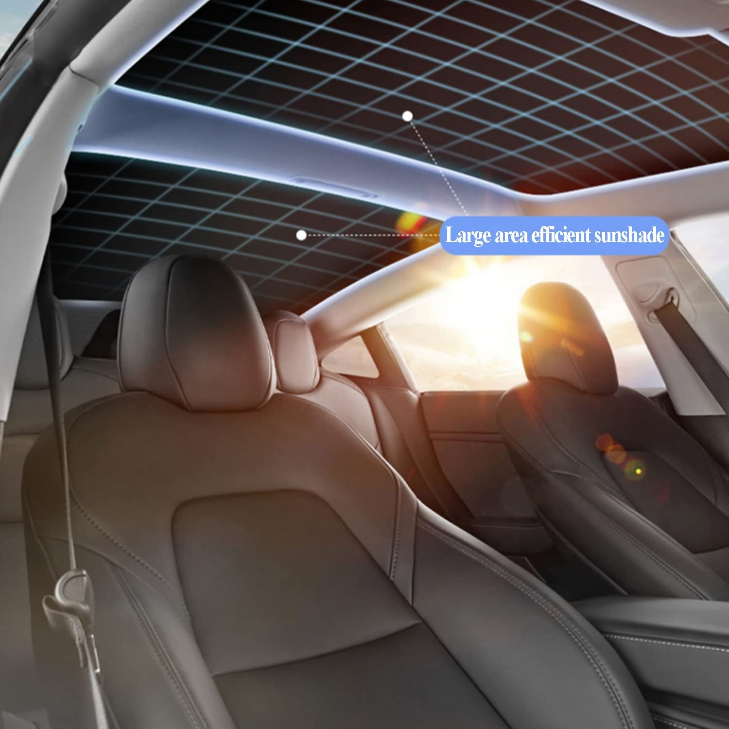 Yotsuba for Tesla Model 3 Sunshade, Front & Rear Glass Roof Sun Shade Sunblind UV Protection Covers Set of 4, for Tesla 2020-2023 SEP Model 3 image number 4