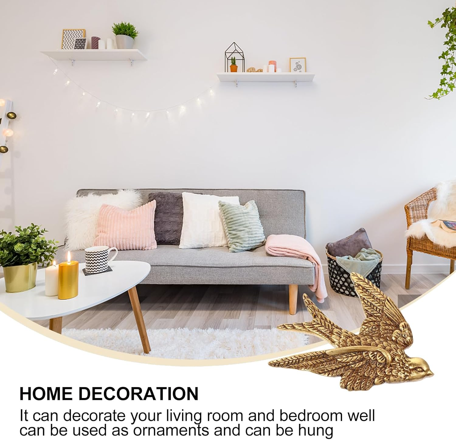 YARNOW Swallow Bird Wall Hanging Decor - Resin 3D Flying Bird Ornament for Living Room, Bedroom, Garden, and Home Decoration image number 1