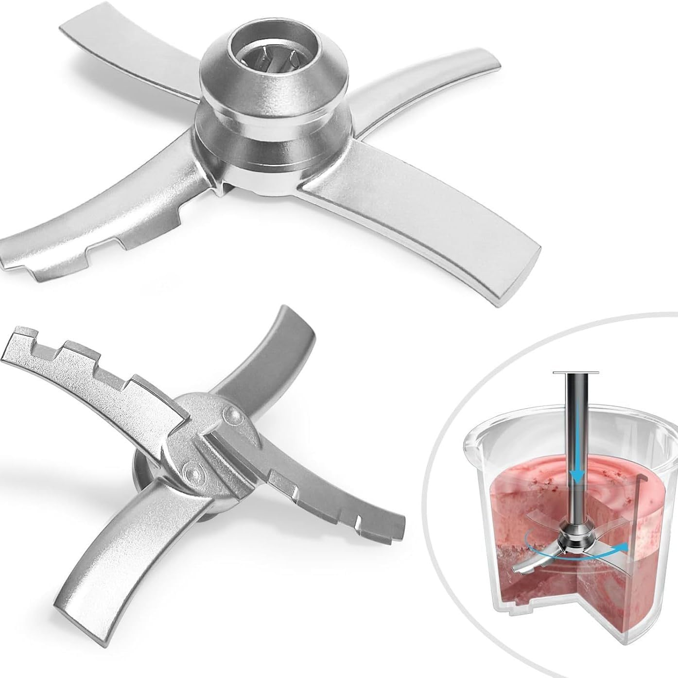 Replacement Blade Compatible with Ninja Creami Deluxe NC500 Series Ice Cream Makers, Mixing Blade Paddle Replacement for Ninja Creami NC501 CN501CO NC500C NC501C NC501H Silver-Stainless Steel image number 4