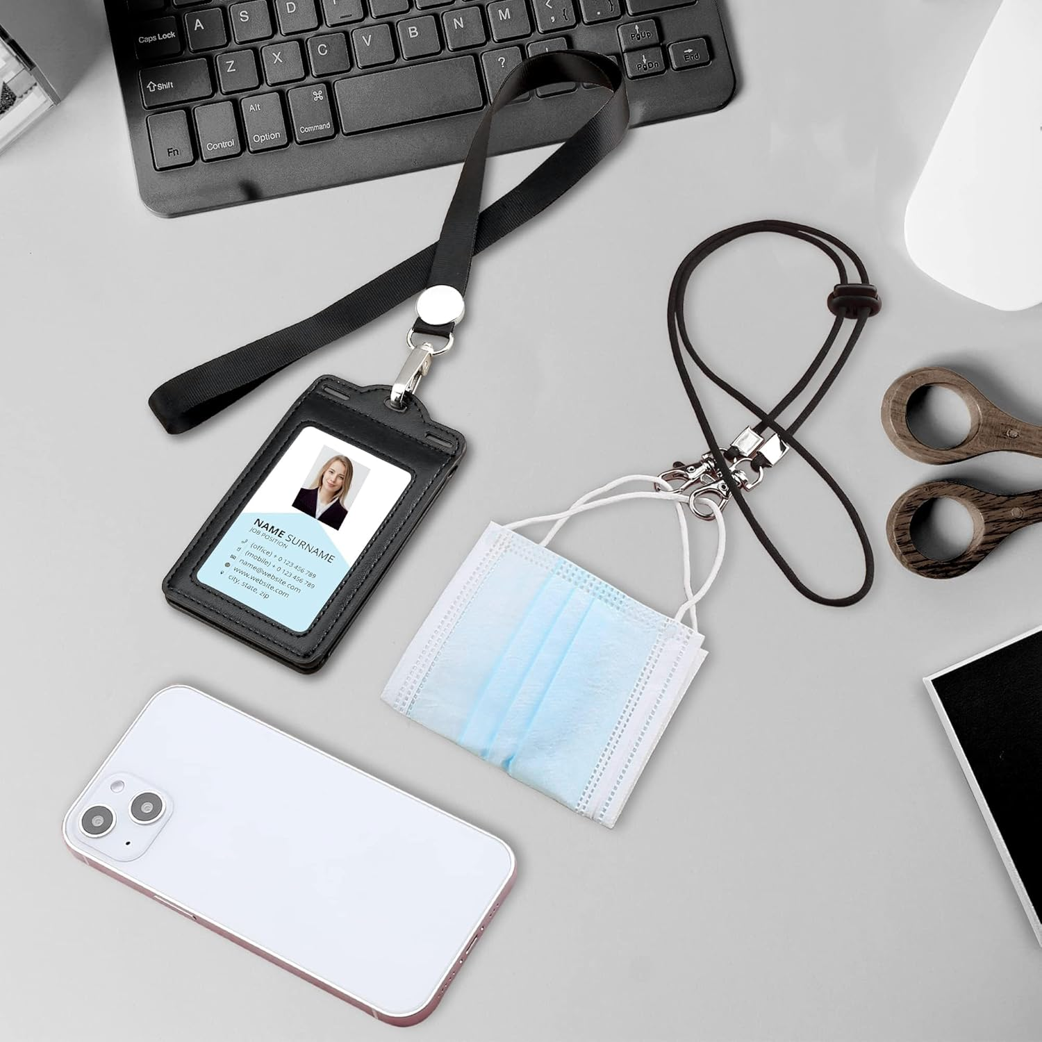 Kvadouly Badge Holder with 2 Lanyards &ndash; Holds 1 to 6 Cards, Trifold Heavy Duty Leather ID Card Holder for Nurses, Teachers, Medical, School, and Law Enforcement image number 3