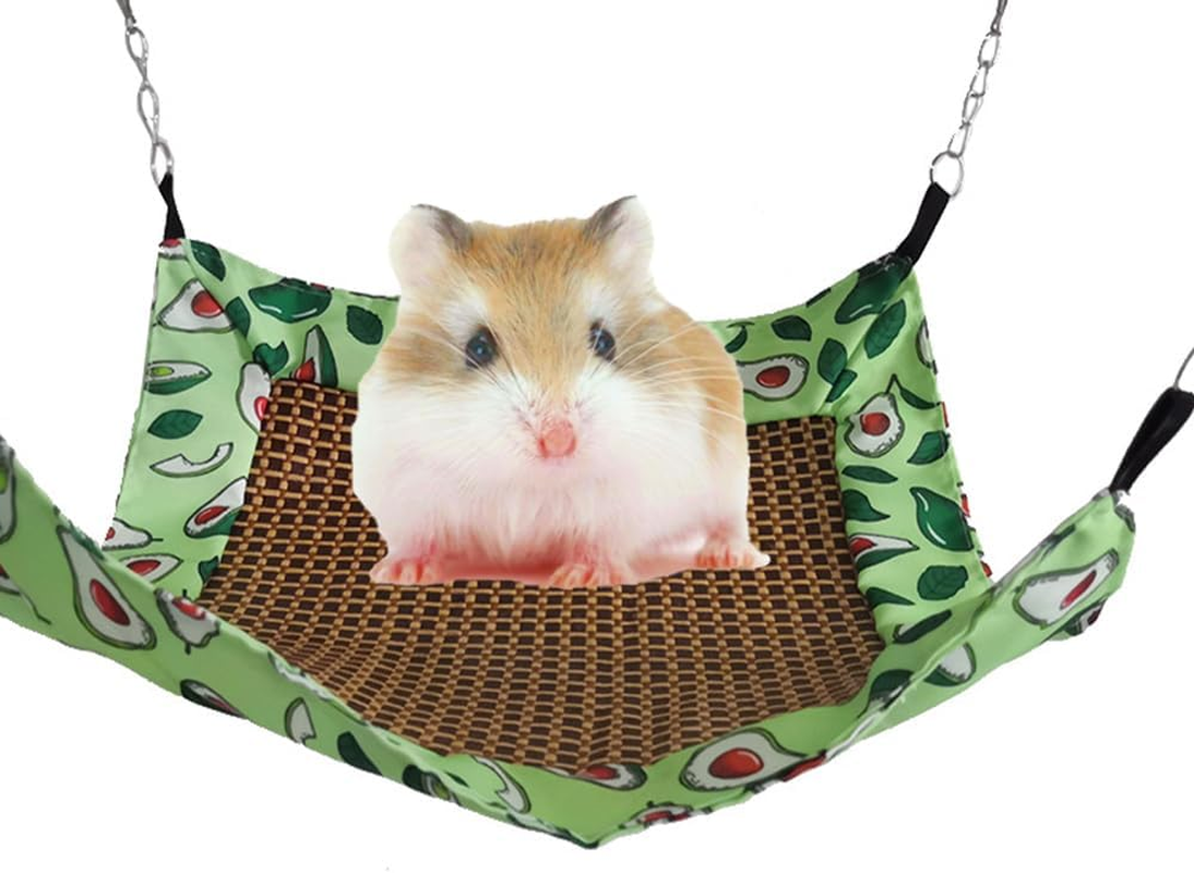 2 PCS Guinea Pig Hammock, Rat Hammock with Rattan Mat,Ferret Hanging Hammock Guinea Pig Accessories for Small Animals Chinchilla Parrot Sugar Glider Ferret Squirrel,Small Animal Beds image number 2