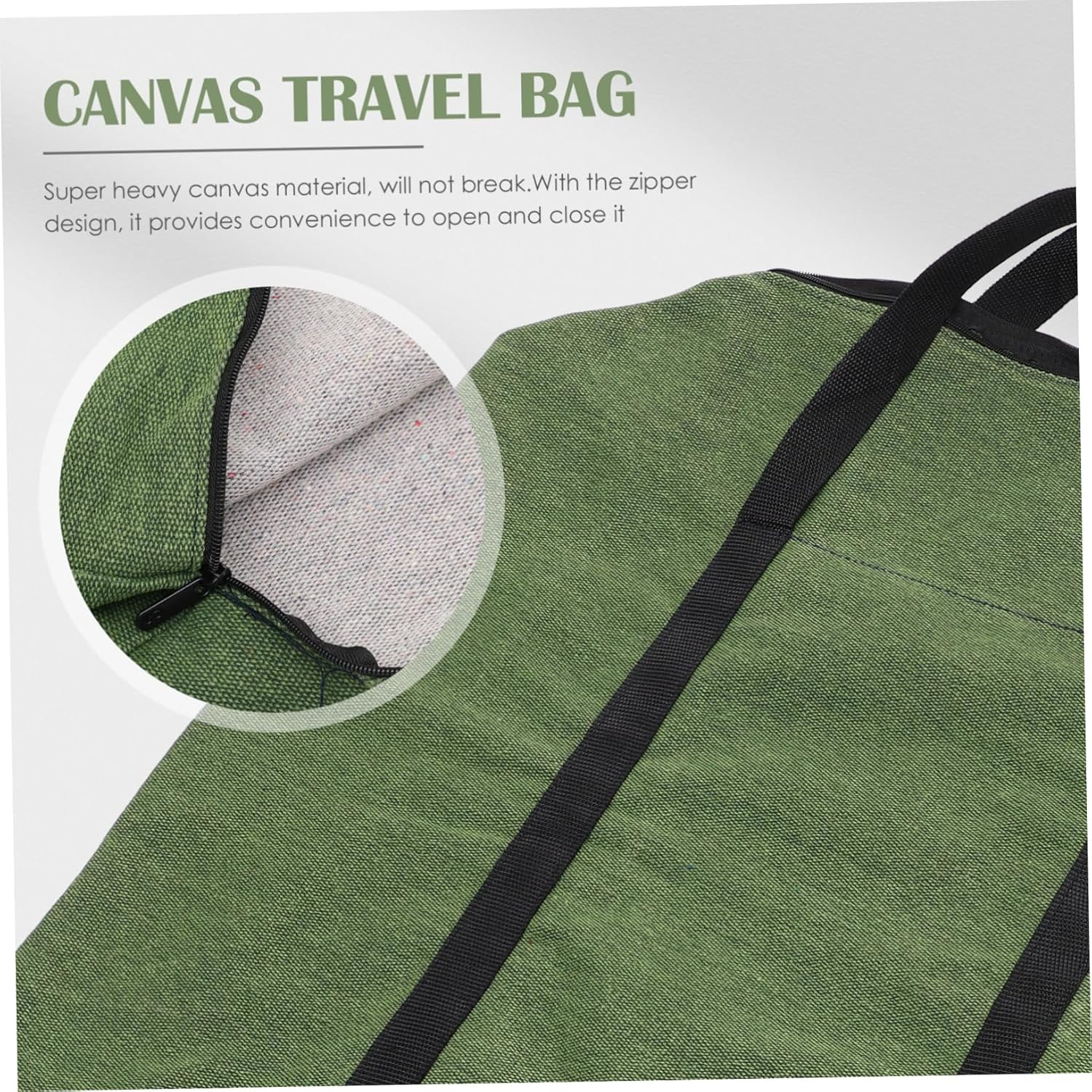 WHAMVOX Large Capacity Canvas Duffel Bag with Handle, Olive Green Travel Weekender Bag for Luggage Storage and Carrying Clothes, Thickened Military-Style, Suitable for Travel and Moving Random Color image number 3