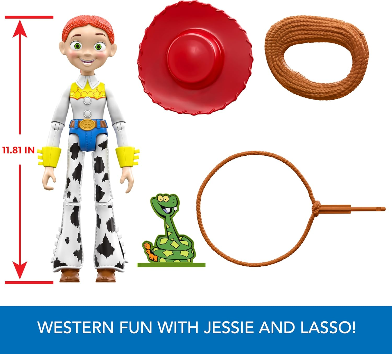 Mattel Disney Pixar Toy Story 12-Inch Lasso Jessie Posable Action Figure, Lasso Accessory with Roping Action Doubles as Role Play Accessory image number 3