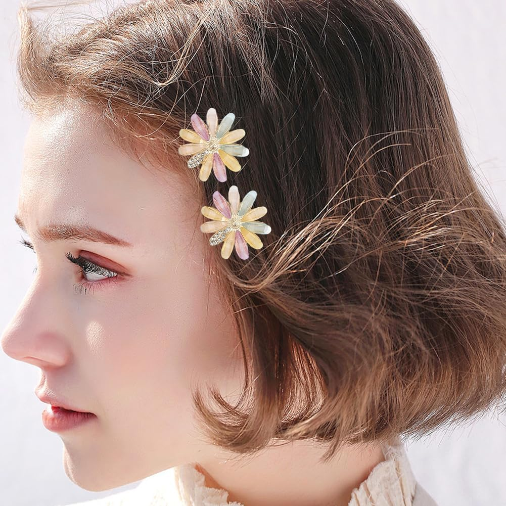 SUNNYCLUE 10Pcs Butterfly Alligator Hair Clips Decorative Hair Barrettes Colorful Alloy Resin Rhinestone Flower Floral Aesthetic Metal Bobby Hairpins Accessories for Short Long Hairstyle DIY Decor image number 5