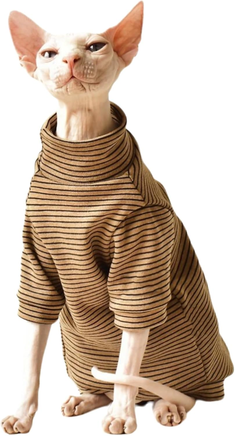 UOSIA Sphynx Cat Clothes Cat Sweaters for Cats Only Hairless Cat Pajamas Turtleneck Kitten Onesie Thermal Small Cat Soft Pullover for Sphynx, Devon, Cornish image number 1