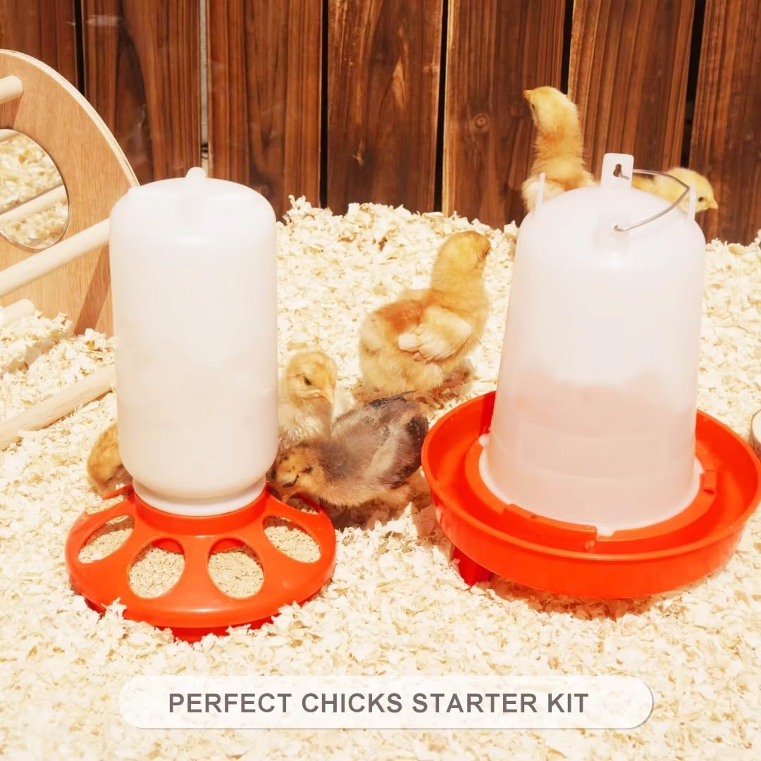 Chicken Waterer and Feeder Set - 1L Feeder, 1.5L Waterer, BPA Free Plastic - Baby Chick Supplies, Duck, Quail Feeder image number 5