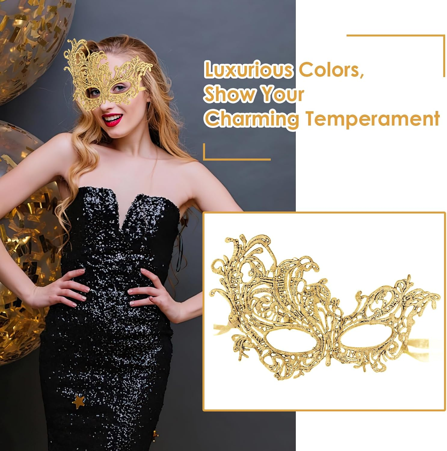 Exlinonline Lace Masquerade Mask Elastic,Fit for Adult,Soft Gentle Material,Specially for Costume,Thememed Party image number 2