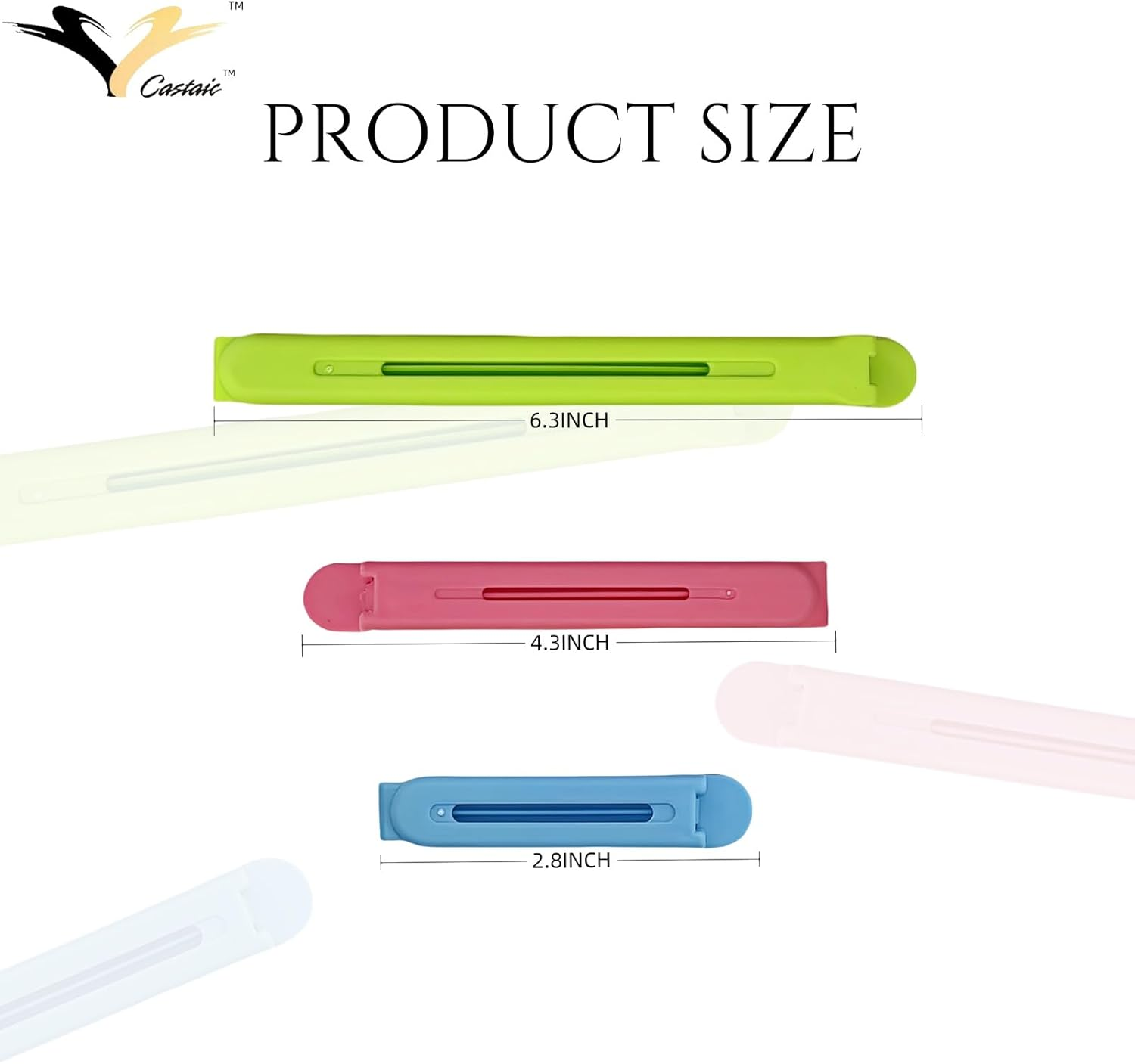 Castaic 12Pcs Plastic Sealing Clips for Food Bags, Food Preservation，Bag Clips in 3 Size (Set 1) image number 1