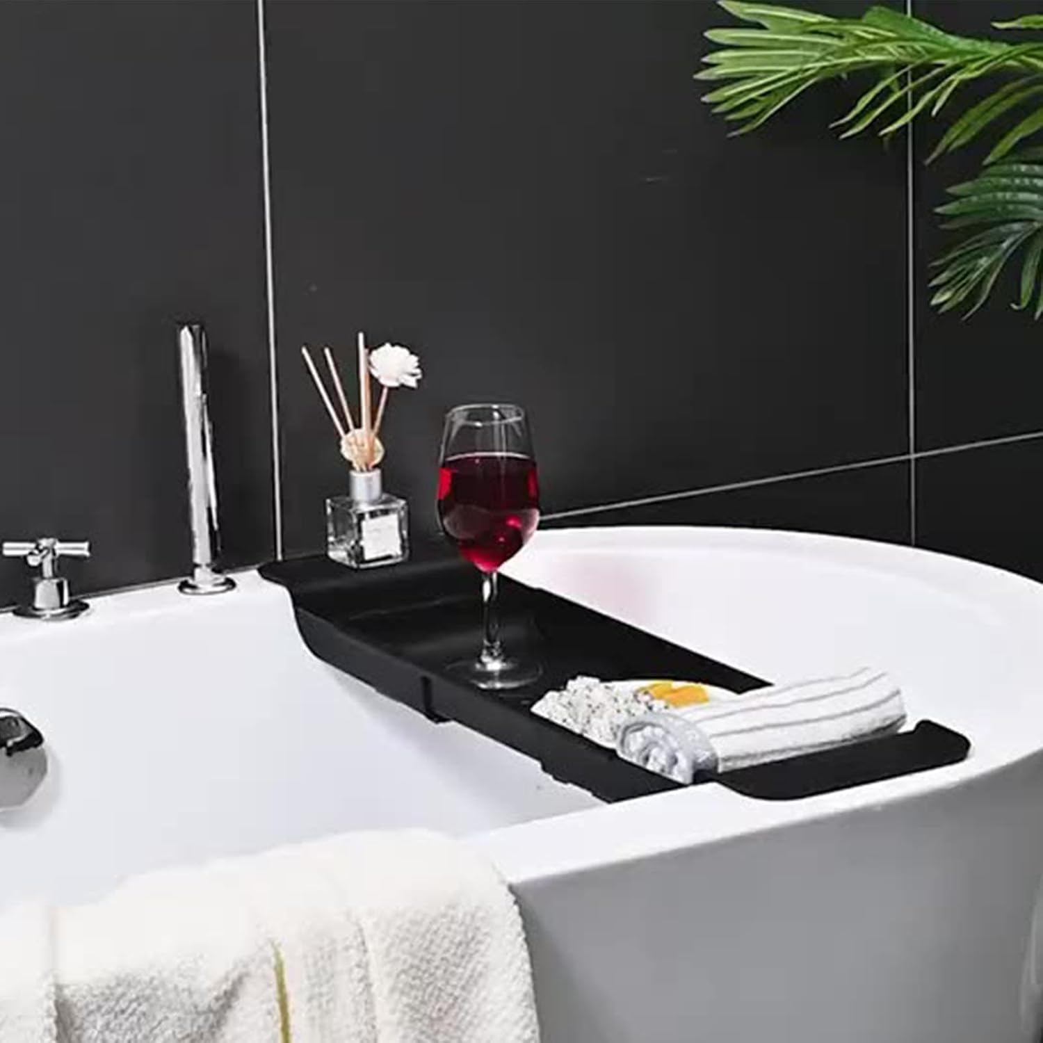 Bath Tray Bathtub - Retractable Bathtub Caddy Tray with Telescoping Sides | Adjustable Organizer Bathtub Table Caddy for 1 or 2 Person Bathroom Storage Tray for Relaxation, Bed and Home Spa image number 3