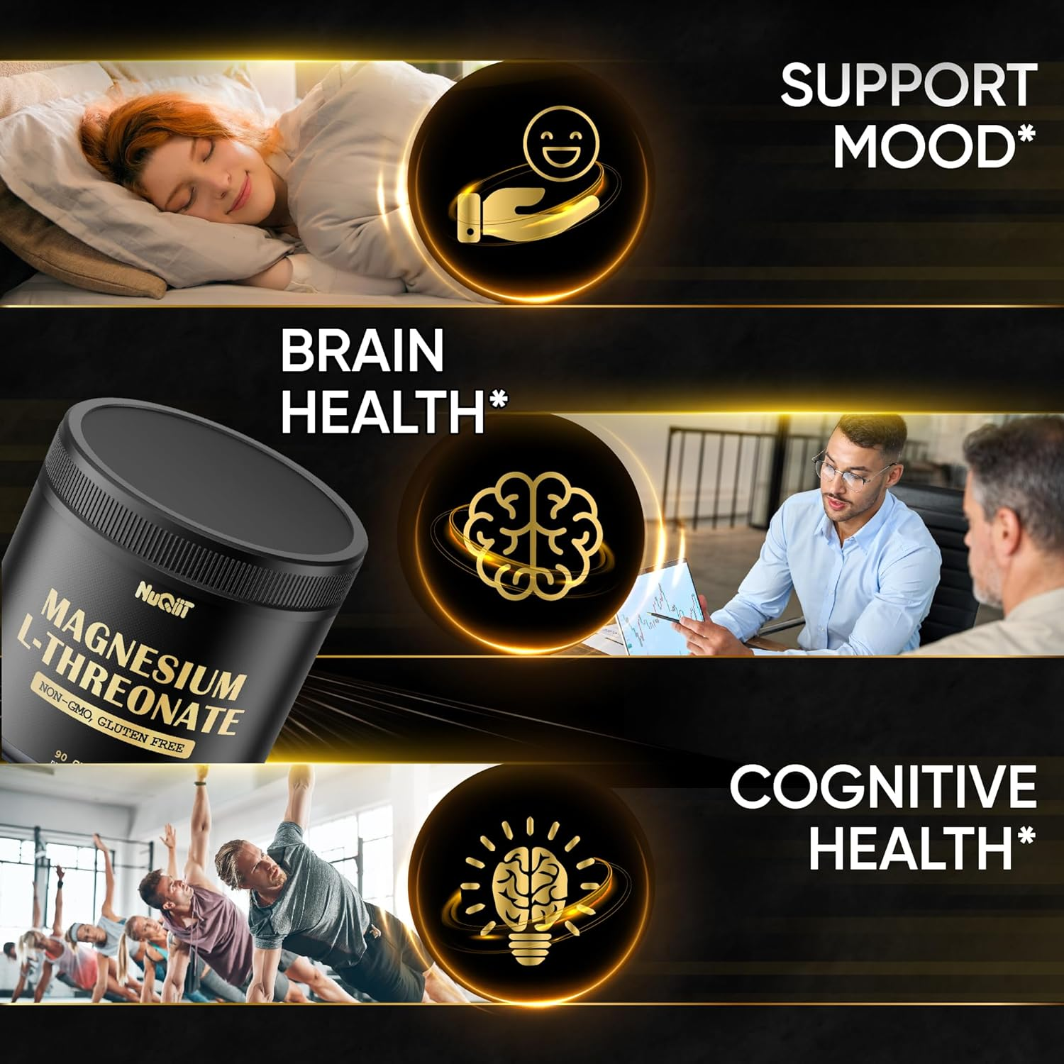 Magnesium L-Threonate 1500Mg per Serving - Provides Elemental Magnesium L-Threonate - 90 Capsules image number 3