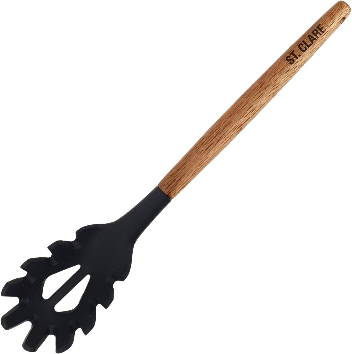 St Clare Silicone Spaghetti Spoon with Acacia Handle, Black image number 1