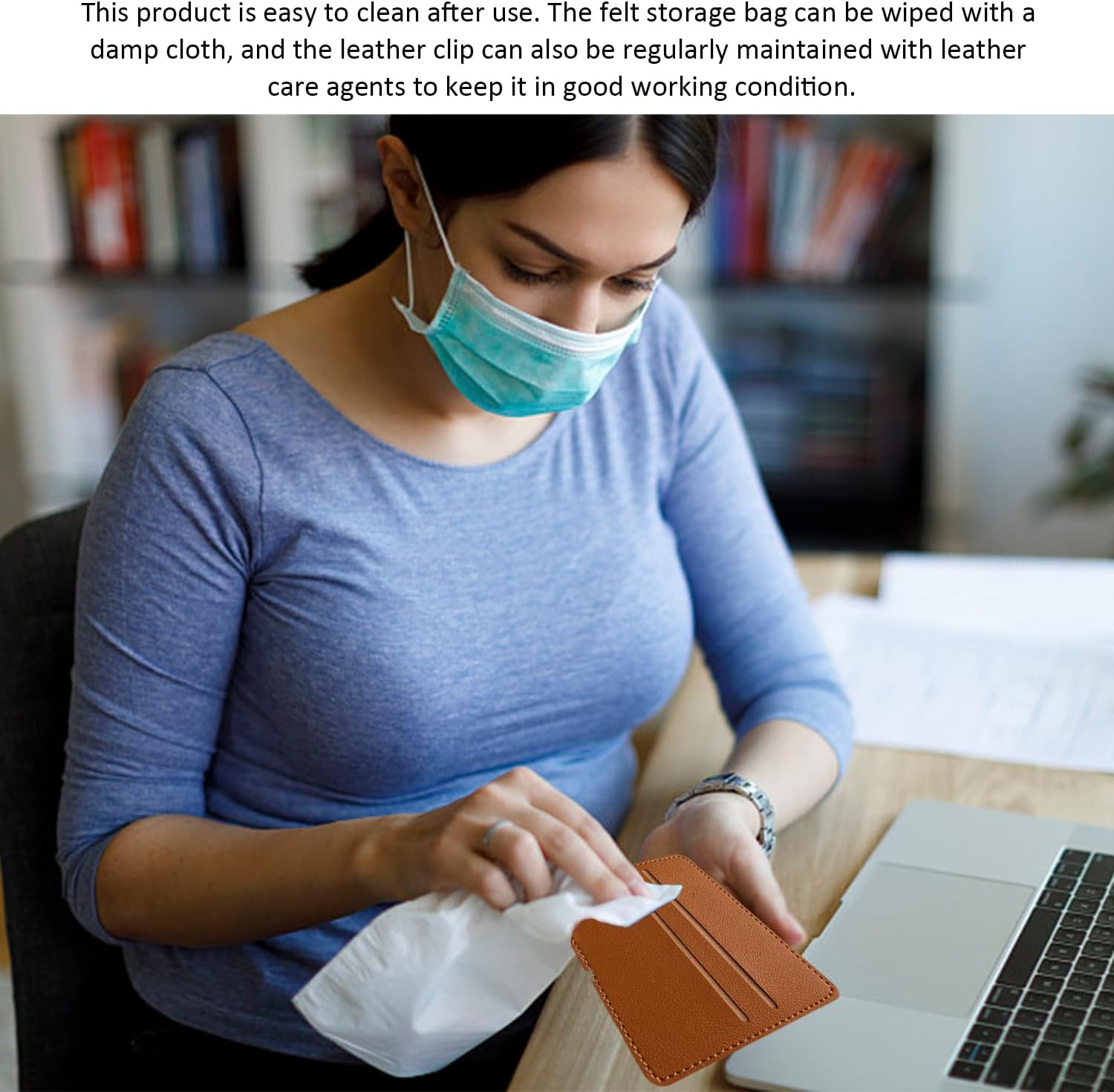 1 Felt Storage Bag, 1 Leather Card Holder, Pocket Organiser, Storage Organiser, Multifunctional Organiser, Handbag Backpack Storage Insert, Beige, Einheitsgr&ouml;&szlig;e, Modern image number 2