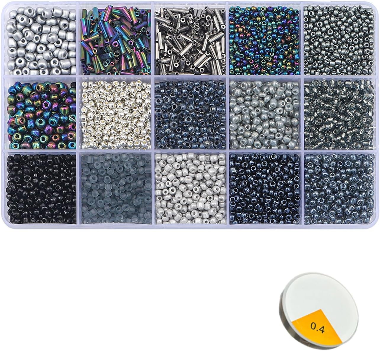 Mix 15 Color Glass Seed Beads .Glass Bugle,Beads Loose Kit for Jewelry Making,Diy Craft Beading, (Green)