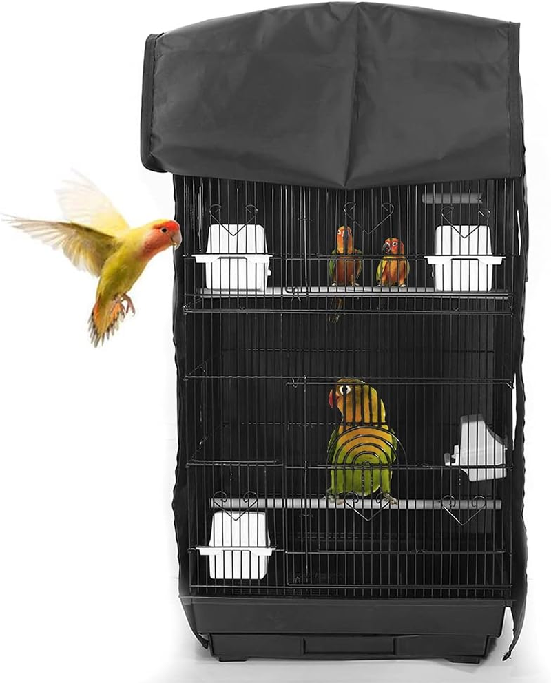 ASOCEA Extra Large Bird Parrot Cage Cover Good Night Birdcage Cover Universal Blackout for Parakeets Budgies Macaw Conure Square Cages - Black image number 4