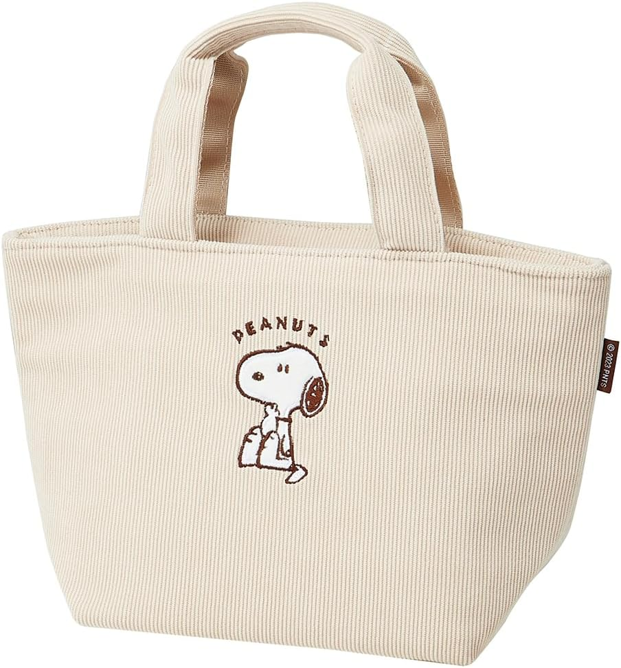 Skater KCOB2-A Snoopy Corduroy Fabric, Insulated, Thermal Lunch Bag, 11.8 X 4.7 X 7.1 Inches (30 X 12 X 18 Cm) image number 1