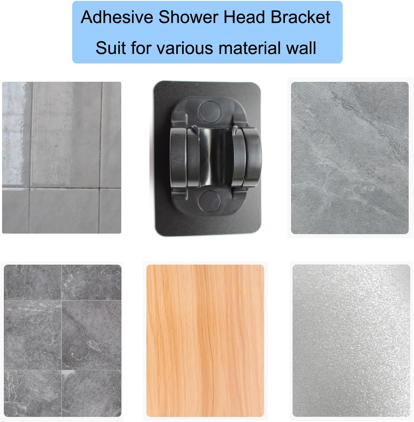 Dalyndar Strong Adhesive Shower Head Holder Angle Adjustable Handheld Shower Arm Bracket Compatible with Various Types of Shower Heads, No Drilling Wall Mounted Bathroom Kit 1 Pack Black Waterproof image number 4