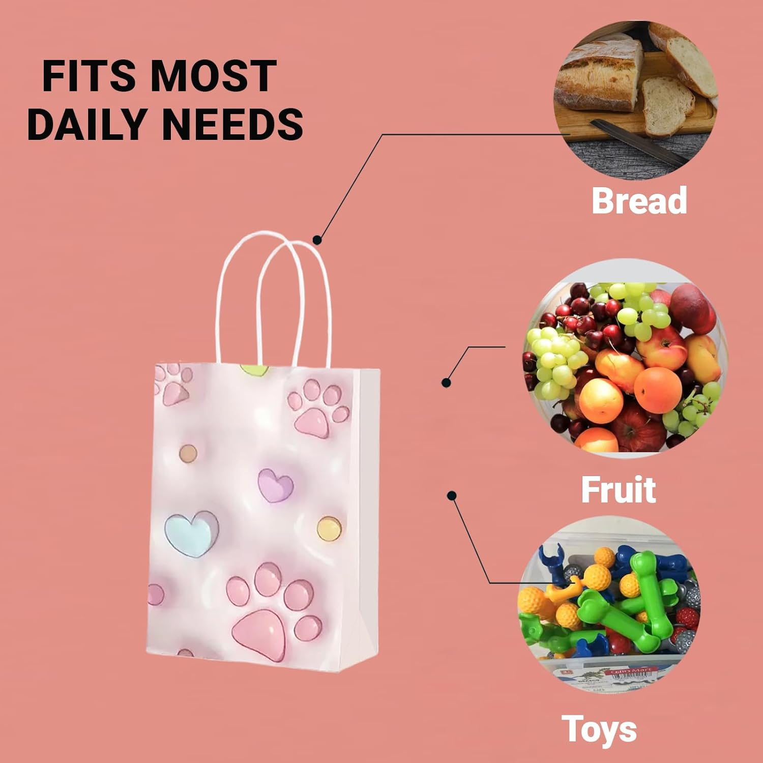 Yzxluhhh 12-Pack Party Gift Bags with Handles,Cute Cat Paw & Bunny Patterns, Stylish Paper Bags for Kids' Birthdays, Weddings & Favors. Perfect for Boys & Girls, Great for Any Celebration image number 5