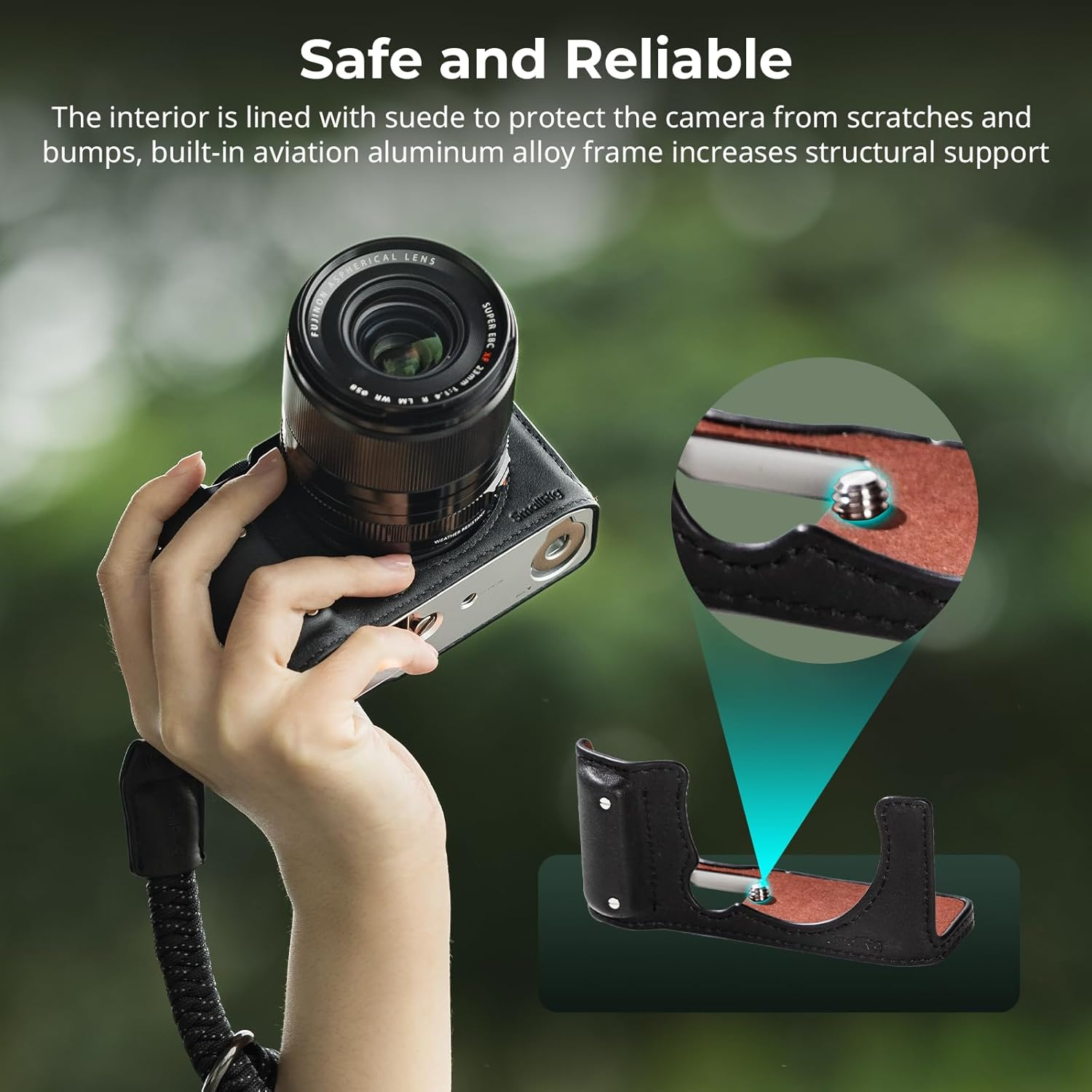 SMALLRIG X-M5 Leather Half Case Kit for FUJIFILM X-M5, Including Leather Half Case, Wrist Strap, Genuine Leather Material, Portable and Protecting (Black) - 4879 image number 4