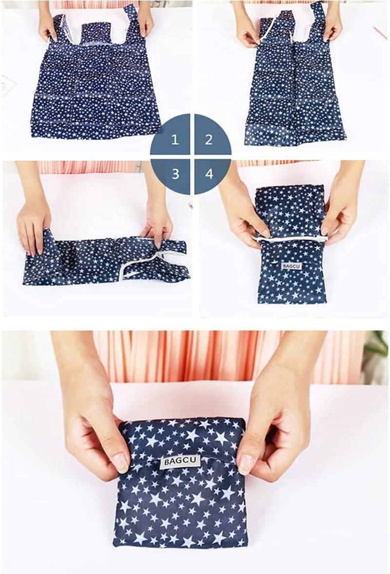 6 Pack Foldable Shopping Bag Portable Reusable Grocery Bags Handy Travel Bags for Household Outdoors image number 1