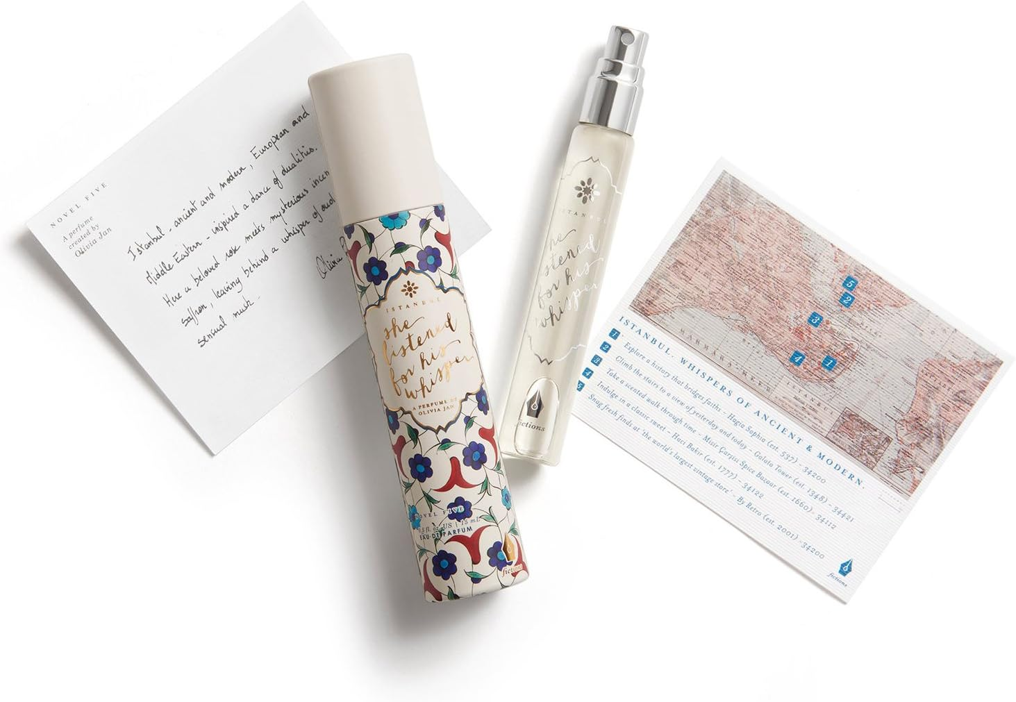 Fictions Mini Perfume Spray - Istanbul. She Listened for His Whisper - by Olivia Jan - Peach Skin, Black Pepper, Saffron, Rose Petal, Incense, Oud Wood, Blond Woods, Labadanum - Travel Size - 0.5 Oz image number 4