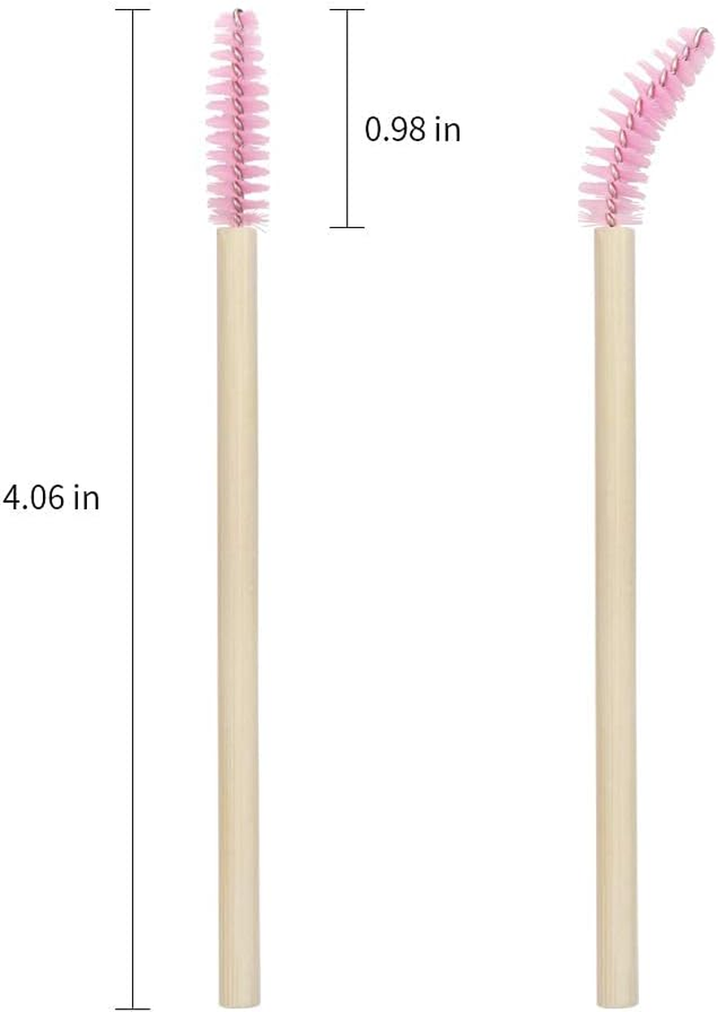 Mekupeu 100 Pcs Disposable Mascara Wands Bamboo Spoolies Brush for Eyelash Extensions Spoolie Eyelash Lash Wand Applicator Makeup Kits, Pink image number 1
