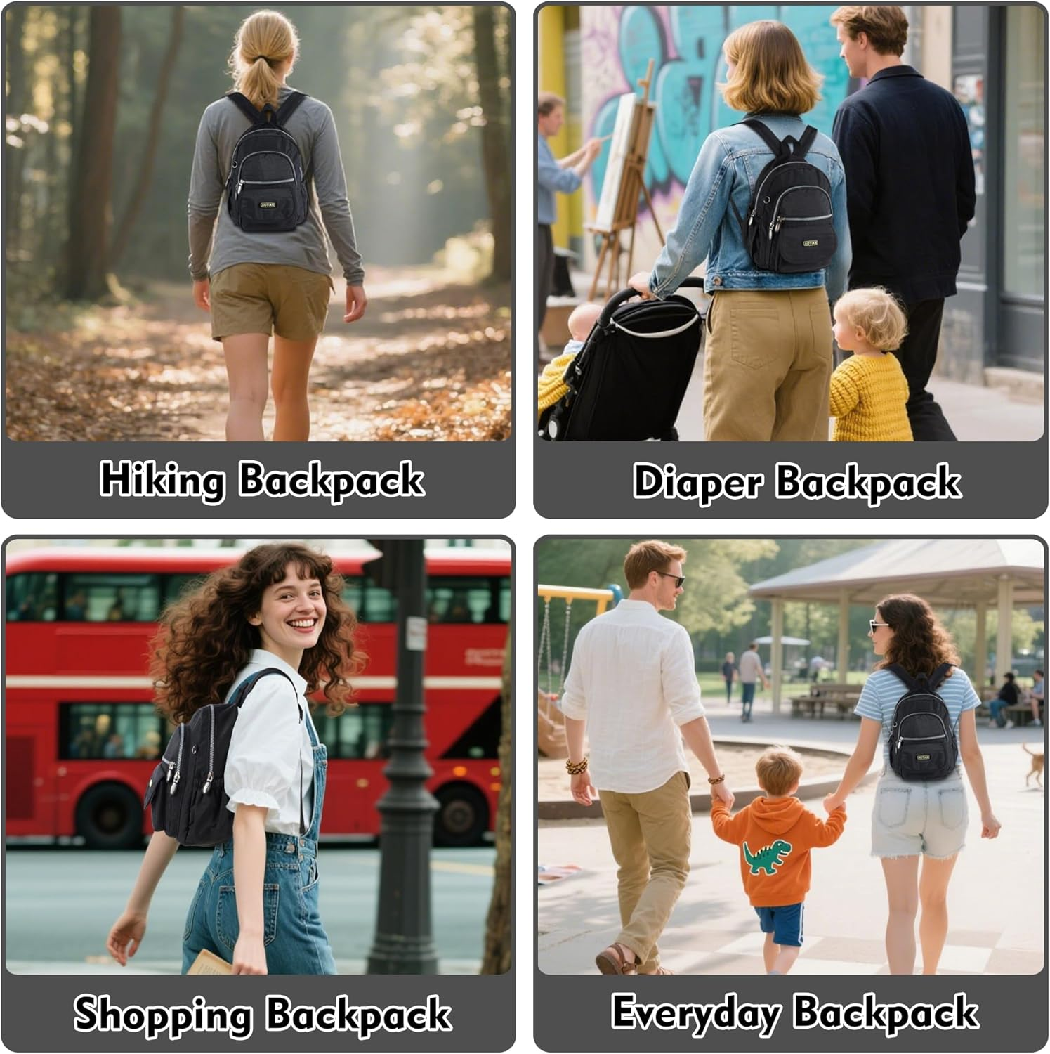 AOTIAN Mini Nylon Women Backpacks Casual Lightweight Small Daypack for Girls - Mini Deep Purple image number 7