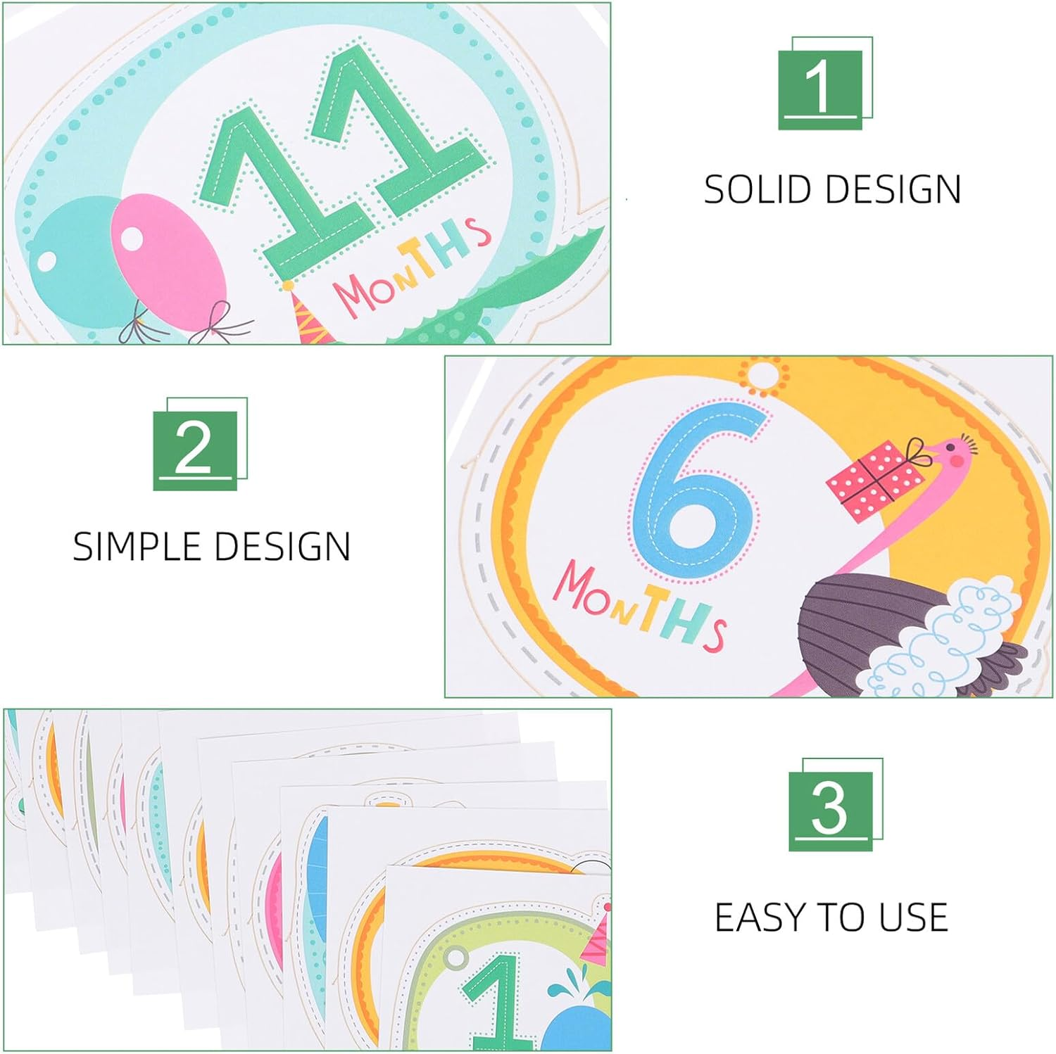 12Pcs Monthly Milestone Stickers Newborn Photo Props Month Label Paper for Newborn Supplies and Pregnancy Photography image number 4