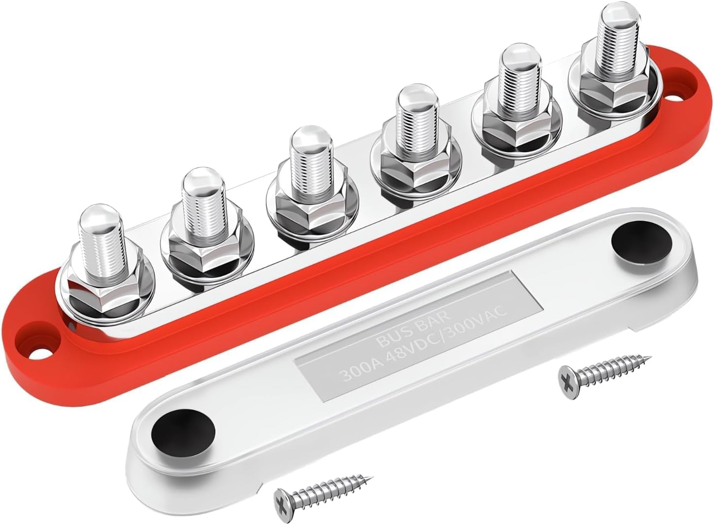 4 Gang 300A M8 Power Distribution Block Bus Bar Terminal Post Stud 12V Red Tin-Plated Copper Corrosion Protection Anti-Galling Durable and Compatible Enhance Your RV Experience image number 4
