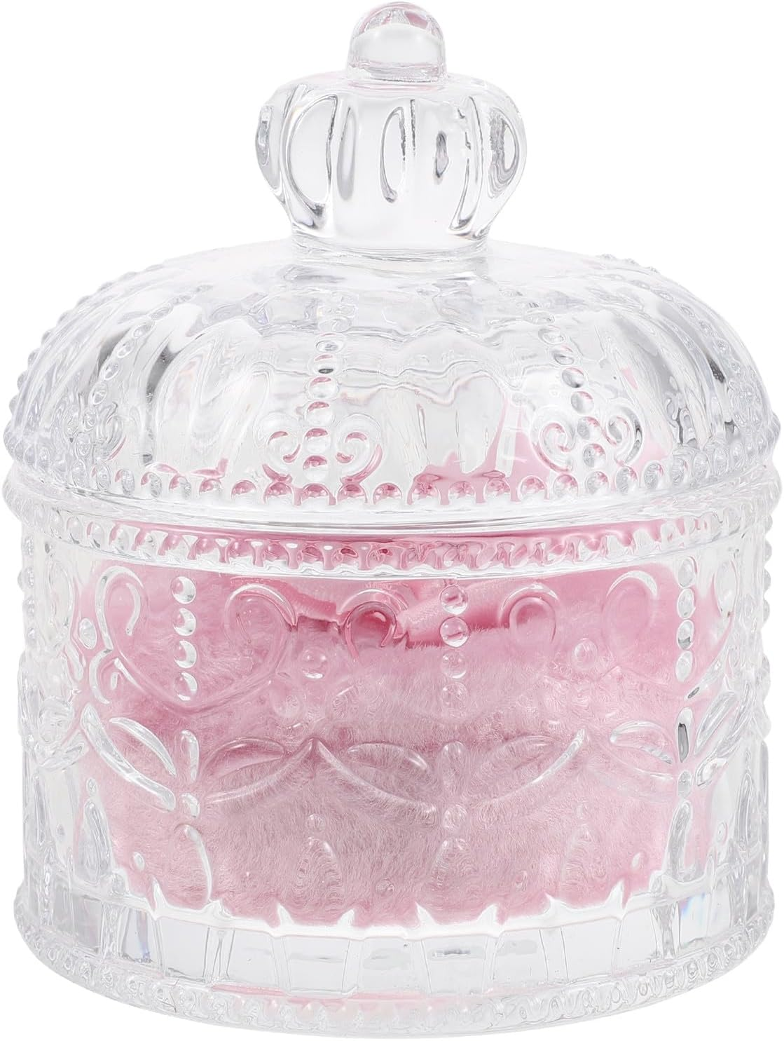 Gatuida 1 Set Soft Powder Puff and Container - 3.34" High Density Fiber Dusting Washable Reusable Powder Puff and Glass Jar for Face Makeup Pink