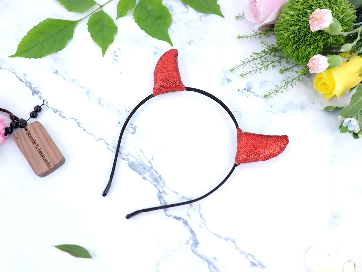 Bonnie Z. Leonardo Party Devil Horns Headband Devil Ears Headband - A-Glitter Red image number 2