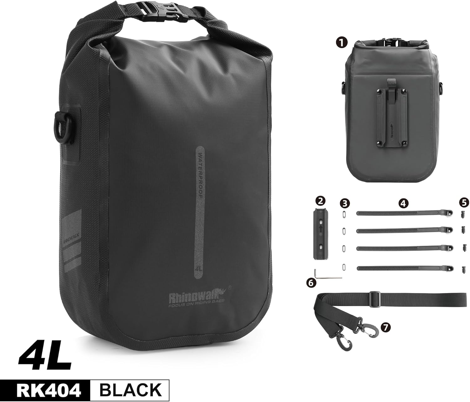 Rhinowalk Bike Front Fork Bag Waterproof 4-6L Bicycle Quick Release Dry Bag for Bikepacking Cycling Touring image number 4