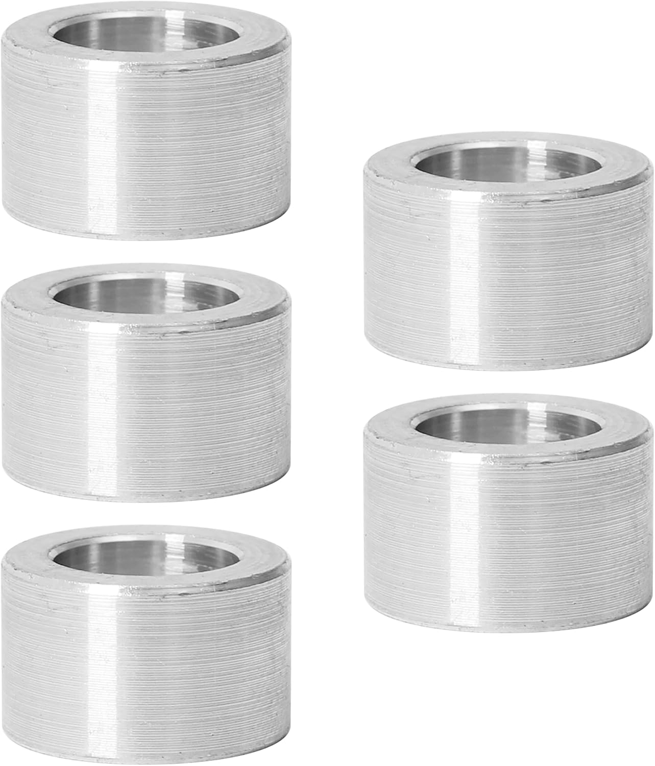 5Pcs M10 Aluminum Spacers, Metal Spacer Aluminum round 10.2Mm ID X 16Mm OD X 10Mm L Thickness Screw Standoff for M10 Screw Bolts Silver image number 1
