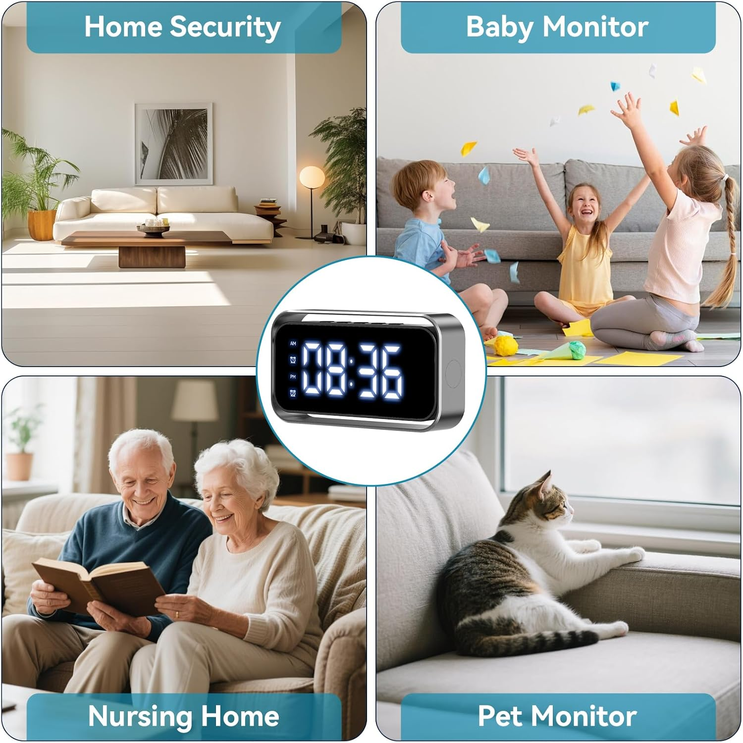 Tccbac 4K HD Hi/Dden S/Py Camera Clock - Wifi Wireless Indoor Security Camera with 150&deg; Wide Angle Lens, Night Vision, Motion Detection, N/Anny Cam for Home/Office Surveillance image number 1